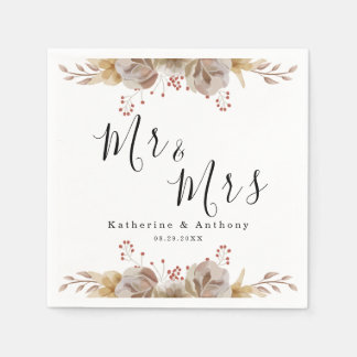 Minimal Boho Floral Wedding Napkins