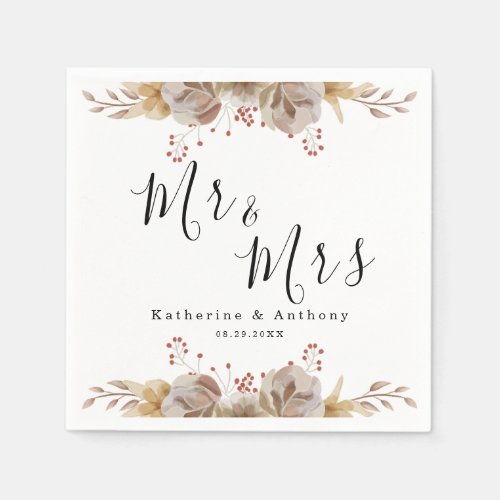 Minimal Boho Floral Wedding Napkins