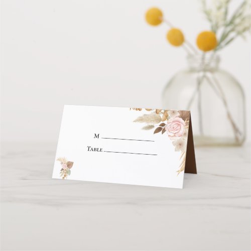 Minimal Boho Floral Wedding  Place Card