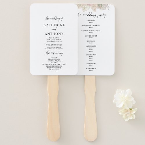 Minimal Boho Floral Wedding Proggrame Hand Fan