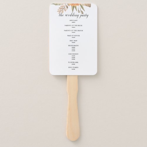 Minimal Boho Floral Wedding Proggrame Hand Fan