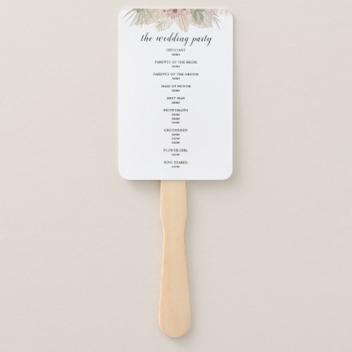 Minimal Boho Floral Wedding program hand fan