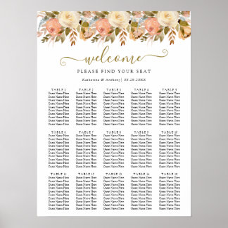 Minimal Boho Floral Wedding Seating Chart Poster