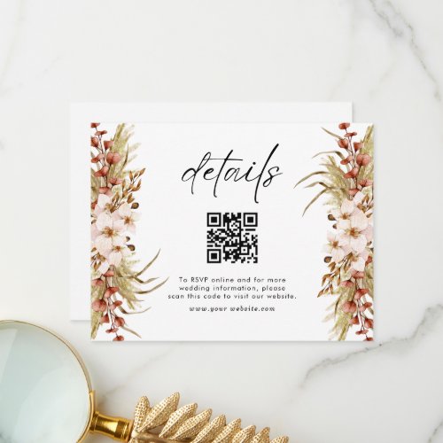 Minimal Boho Floral Wedding website card