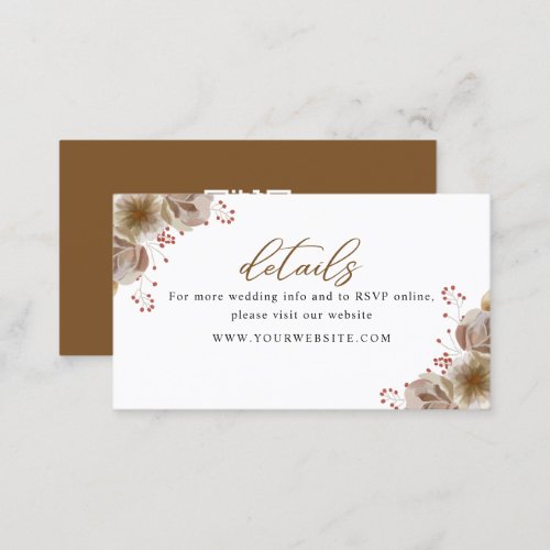 Minimal Boho Floral Wedding wedding details Card