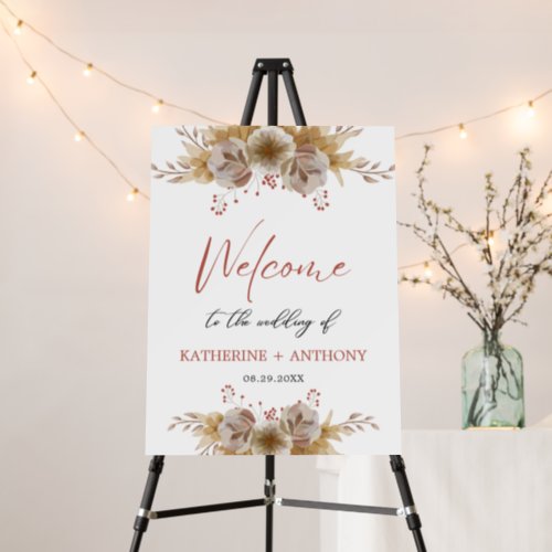 Minimal Boho Floral Wedding Welcome Poster