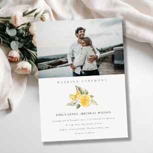 Minimal Boho Lemon Foliage Photo Wedding Invite