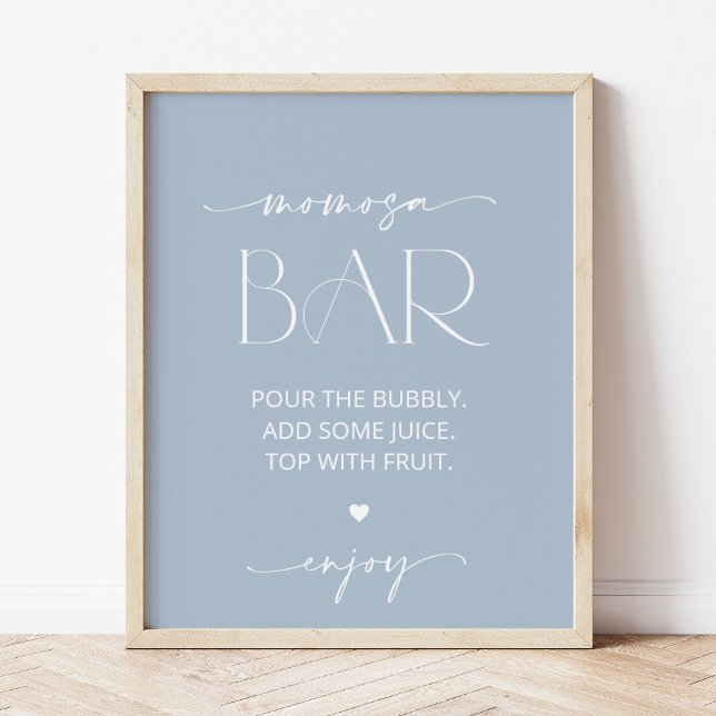 Minimal Boho, Modern, Dusty Blue, Momosa Bar Poster (Creator Uploaded)
