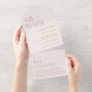 Minimal Boho, Modern, Terracotta, Baby Shower All In One Invitation
