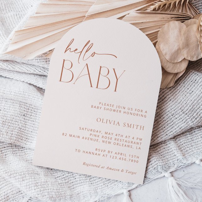 Minimal Boho, Modern, Terracotta, Baby Shower Invitation (Creator Uploaded)
