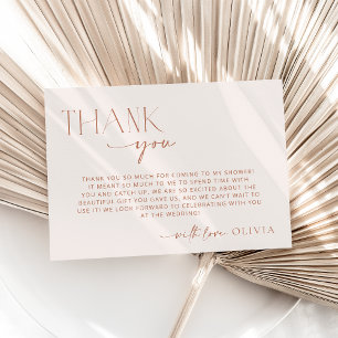 Minimal Boho, Modern, Terracotta, Bridal Shower  Thank You Card