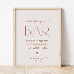 Minimal Boho, Modern, Terracotta, Mimosa Bar Poster