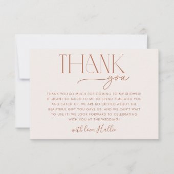 Minimal Boho Neutral Bridal Shower Thank You Card | Zazzle