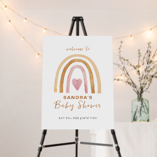 Minimal Boho Rainbow Baby Shower Welcome Sign