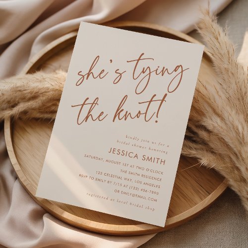 Minimal Boho She's Tying the Knot Bridal Shower Invitation