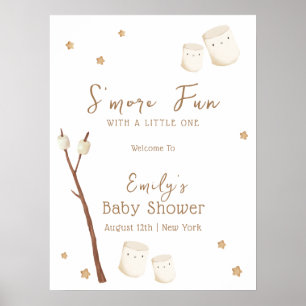 Minimal Boho S'more Fun Stars Baby Shower Welcome Poster