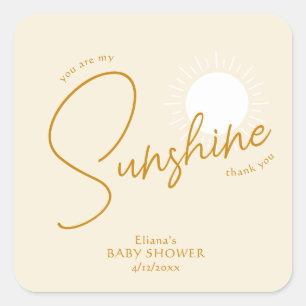 Minimal Boho Sunshine Beige Baby Shower Thank You Square Sticker