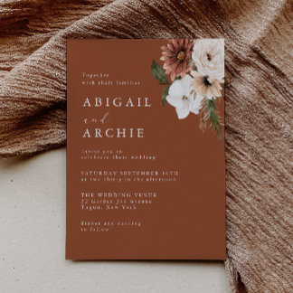 Minimal Boho Terracotta Wedding  Invitation