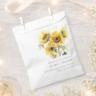 Minimal Boho Watercolor Sunflower Rustic Wedding Favor Bag