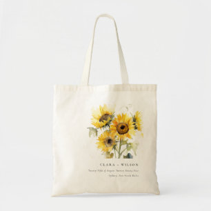 Minimal Boho Watercolor Sunflower Rustic Wedding Tote Bag