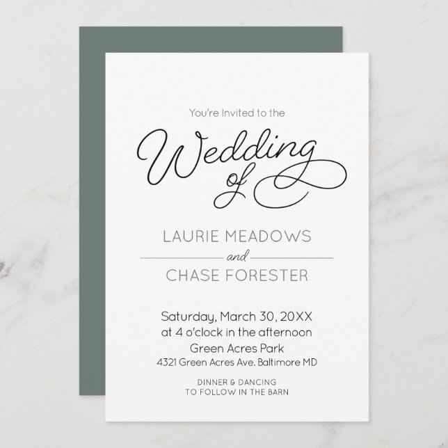 Minimal Boho Wedding Invitation (Front/Back)