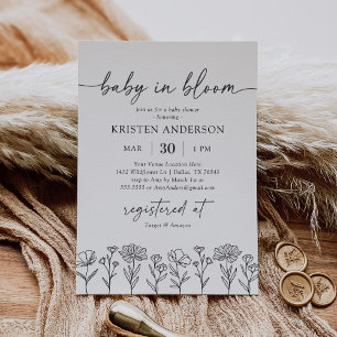 Minimal Boho Wildflower Baby Shower Invitation