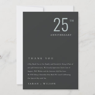 Minimal Bold Black Blue Any Year Anniversary Thank You Card