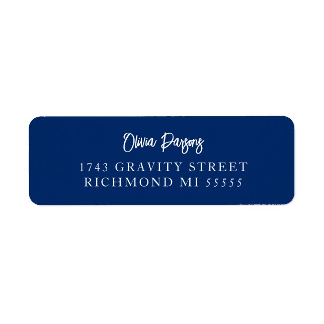 Minimal Bold Blue Hand Lettering Scripted  Label (Front)