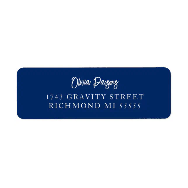 Minimal Bold Blue Hand Lettering Scripted Label | Zazzle