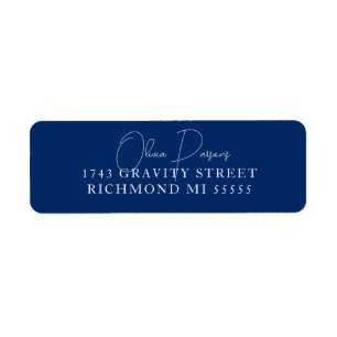 Minimal Bold Blue Scripted Label