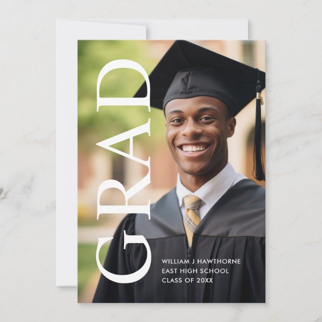Minimal Bold Classic Photo Grad Announcement (Front)