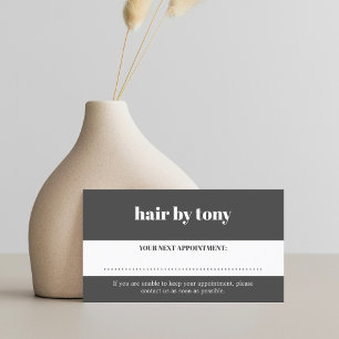 Minimal Bold Dark Grey White Salon Appointment Card