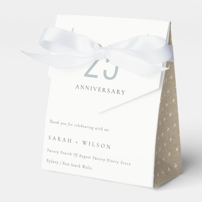 Minimal Bold Dusky Blue Any Year Anniversary Favor Boxes (Front Side)
