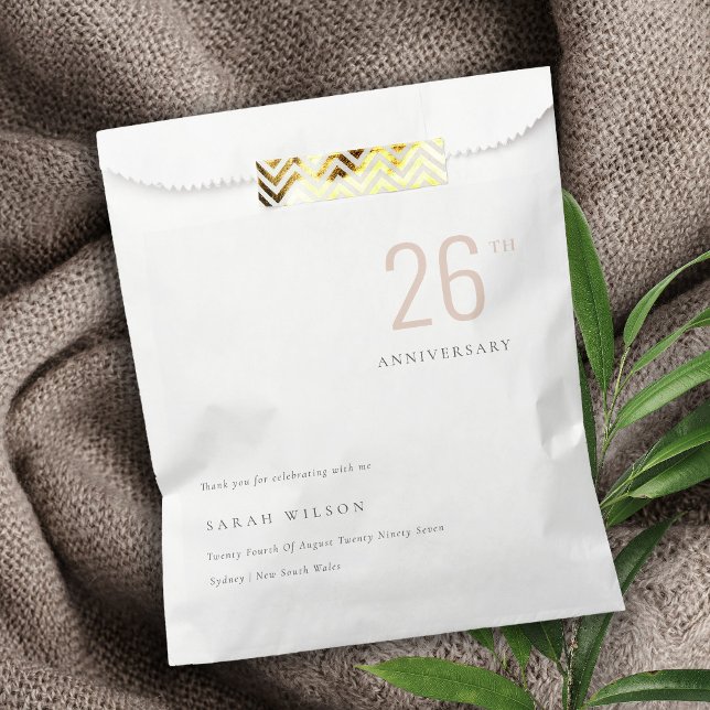 Minimal Bold Dusky Blush Any Year Anniversary Favor Bag (Creator Uploaded)