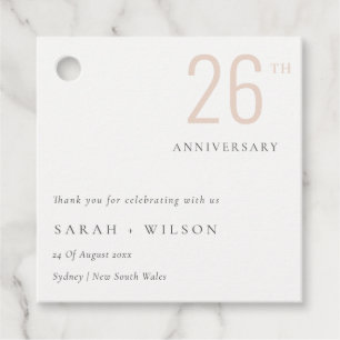 Minimal Bold Dusky Blush Any Year Anniversary Favor Tags