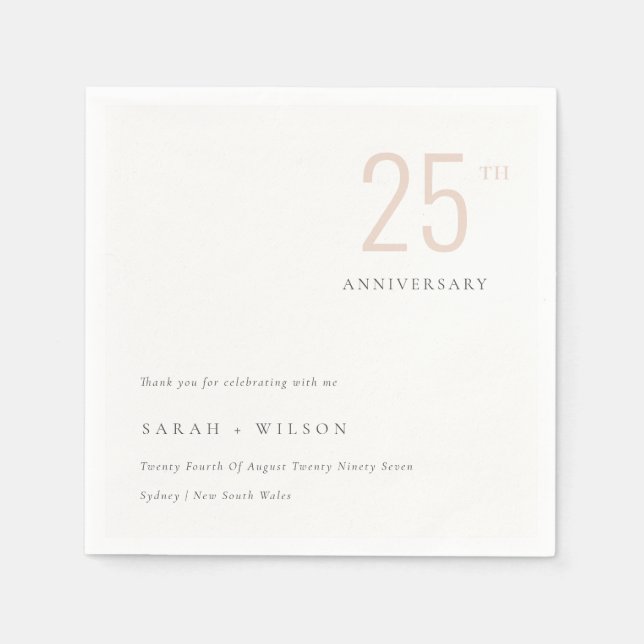 Minimal Bold  Dusky Blush Any Year Anniversary  Napkins (Front)