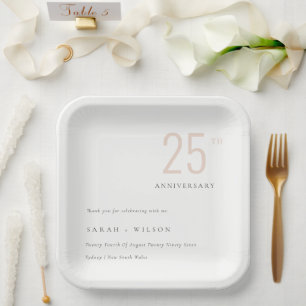 Minimal Bold Dusky Blush Any Year Anniversary Paper Plates