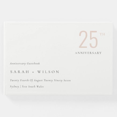 Minimal Bold Dusky Blush Pink Any Year Anniversary Guest Book