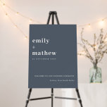 Minimal Bold Grey Blue Typography Wedding Welcome Foam Board
