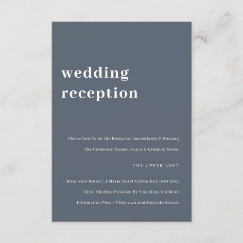 Minimal Bold Grey Typography Wedding Reception Enclosure Card