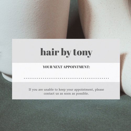 Minimal Bold Light Grey White Salon Appointment Card
