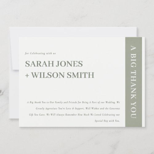 Minimal Bold Modern Grey Typography Wedding Thank You Card