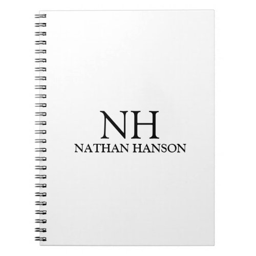 Minimal Bold Monogram Black White Modern Business Notebook