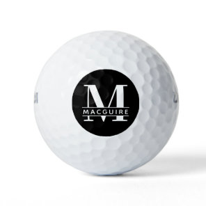 Minimal Bold Monogram with Name | Black Golf Balls