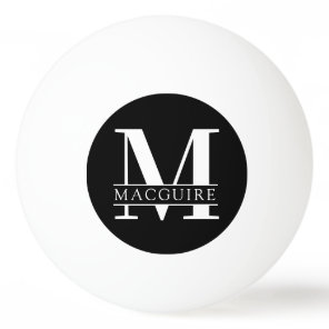 Minimal Bold Monogram with Name | Black Ping Pong Ball