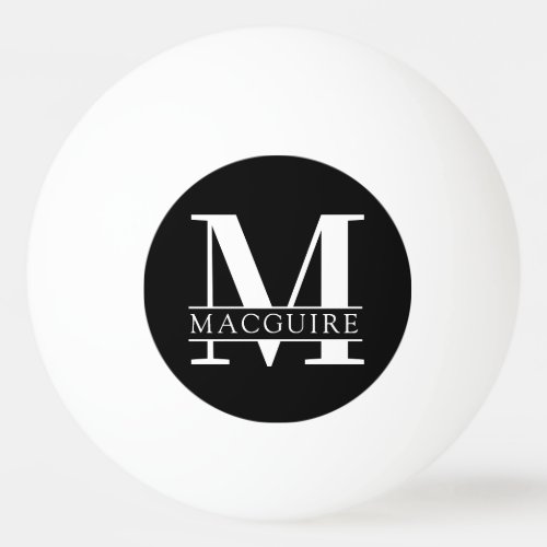 Minimal Bold Monogram with Name  Black Ping Pong Ball