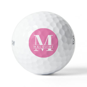 Minimal Bold Monogram with Name | Pink Golf Balls