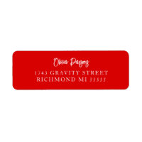 Minimal Bold Red Hand Lettering Scripted Label