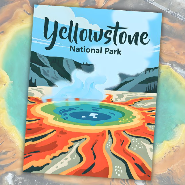 Minimal Bold Retro Yellowstone Rainbow Hot Spring Postcard (Minimal Bold Retro Yellowstone Rainbow Hot Spring Postcard)