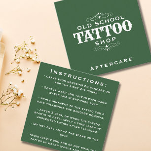Minimal Bold Tattoo Artist Aftercare Instructions Square Business Card